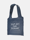 Out of the Ocean Foldable Pocket Tote made from 100% ocean plastic with comfortable shoulder straps.