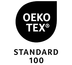 OEKO-TEX STANDARD 100 certification logo indicating tested and certified textile safety and quality