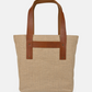 Jute T-Strap Tote with durable vegan leather handles and spacious design perfect for workdays or weekend travel.