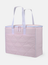 Gemma XL Cooler in light pink with quilted design, large capacity, and dual white handles for easy carrying.