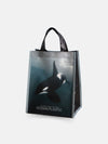Reusable Lunch Tote made from 100% Ocean Plastic fabric featuring an orca design, perfect for daily essentials.