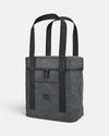 Ebony sustainable washable paper soft-sided cooler bag with black straps on a white background