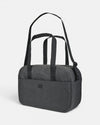 Ebony washable paper insulated cooler bag with black handles and shoulder strap on a light gray background