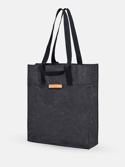 City Tall Tote in black with dual carrying handles and structured bottom for organized city or work use.
