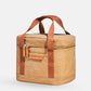 Walrus Lunch Cooler in tan with brown handles, insulated compact lunch bag with zippered pockets and sturdy design.