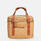 Walrus Lunch Cooler in tan with double zipper and brown handles, insulated for keeping lunch fresh on the go.