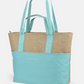 Libra Jute XL Cooler tote bag with blue front pocket and sturdy handles for shopping or beach trips