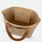 Jute T-Strap Tote with spacious interior, vegan leather handles, inner pocket, and durable jute fabric for everyday use.