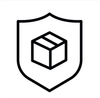 Shipping Protection icon showing a secure package inside a shield for product safety assurance.